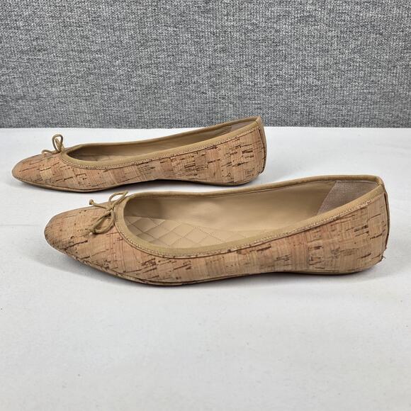 VERONICA BEARD WOMEN'S TAN BEATRIX CORK SKIMMER BALLET FLATS SIZE 6.5M SLIP-ON - Picture 3 of 13